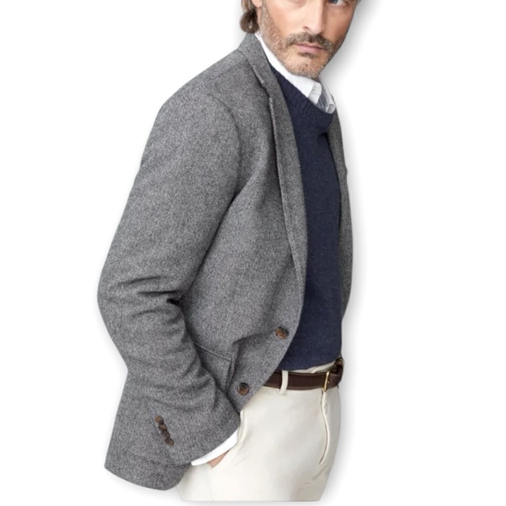 NWT J.McLaughlin McCown Wool Sport Coat Blazer Gray Herringbone Unlined size 40